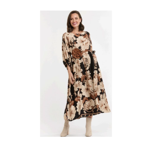 Urban Luxury - Carmel Flower Dress | Caramel Cream