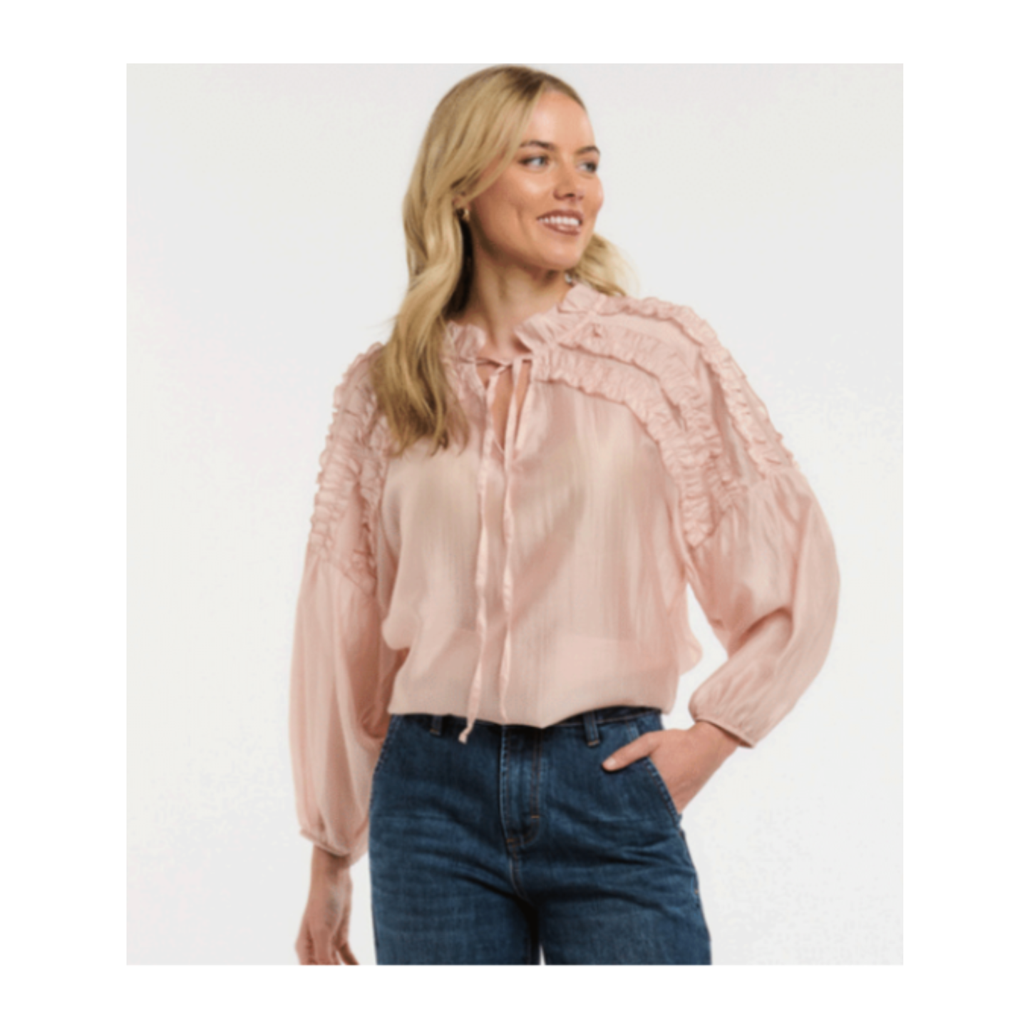 Urban Luxury - Francis Ruffled Tie Neck Blouse | Blush