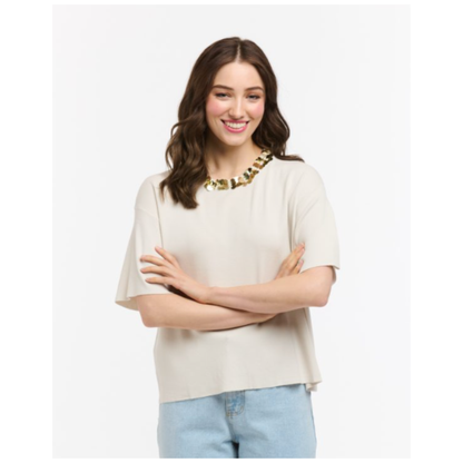 Urban Luxury - Cara Sequin Knit Top | Beige