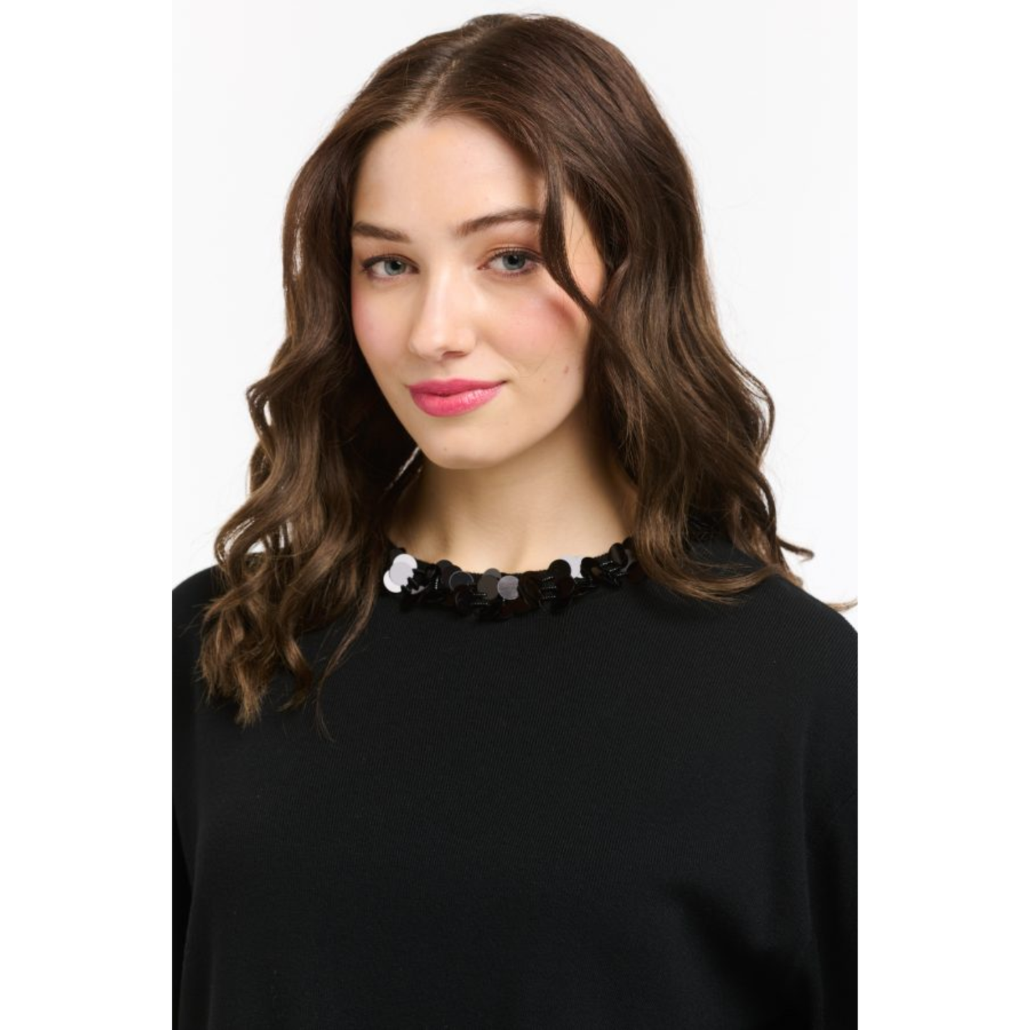 Urban Luxury - Cara Sequin Knit Top | Black