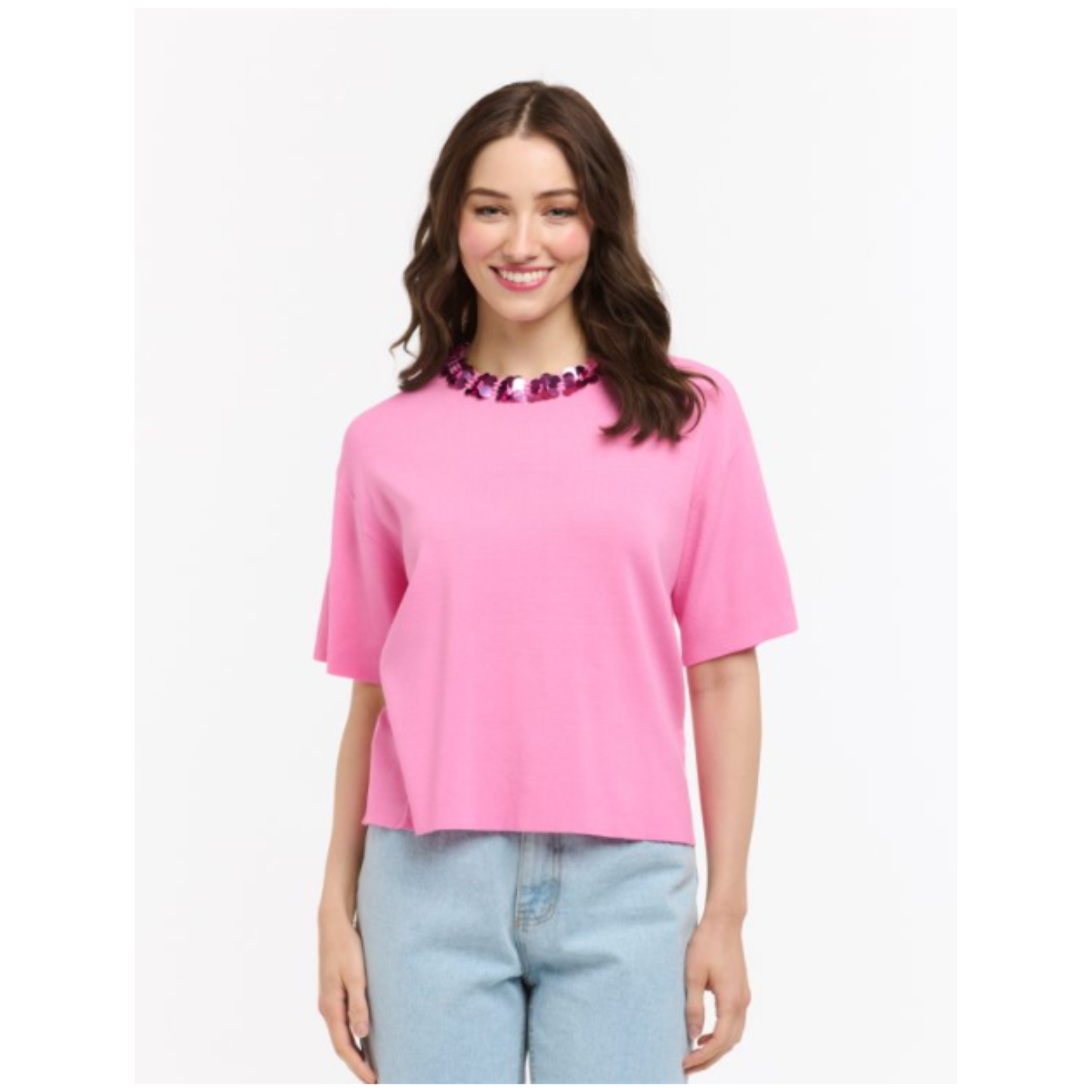 Urban Luxury - Cara Sequin Knit Top | Pink