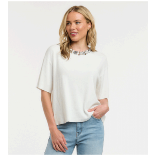 Urban Luxury - Cara Sequin Knit Top | White