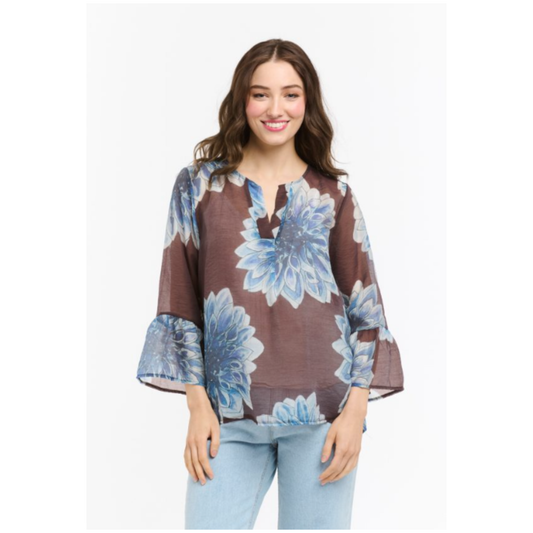 Urban Luxury - Lou Flower Top | Choco/Blue