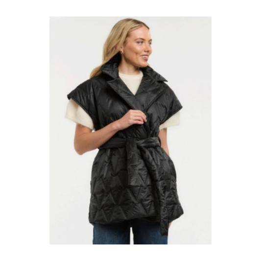 Urban Luxury - Emily Sleeveless Quilted Puffer Jacket | Black