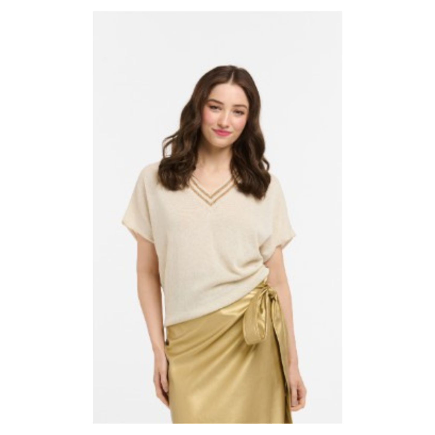 Urban Luxury - Molly Knit Top | Beige/Lurex
