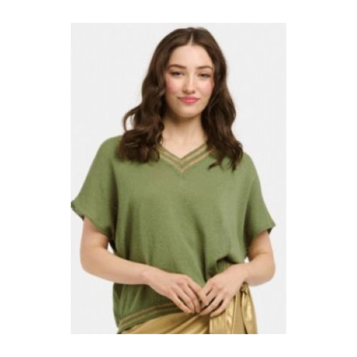 Urban Luxury - Molly Knit Top | Military/Lurex