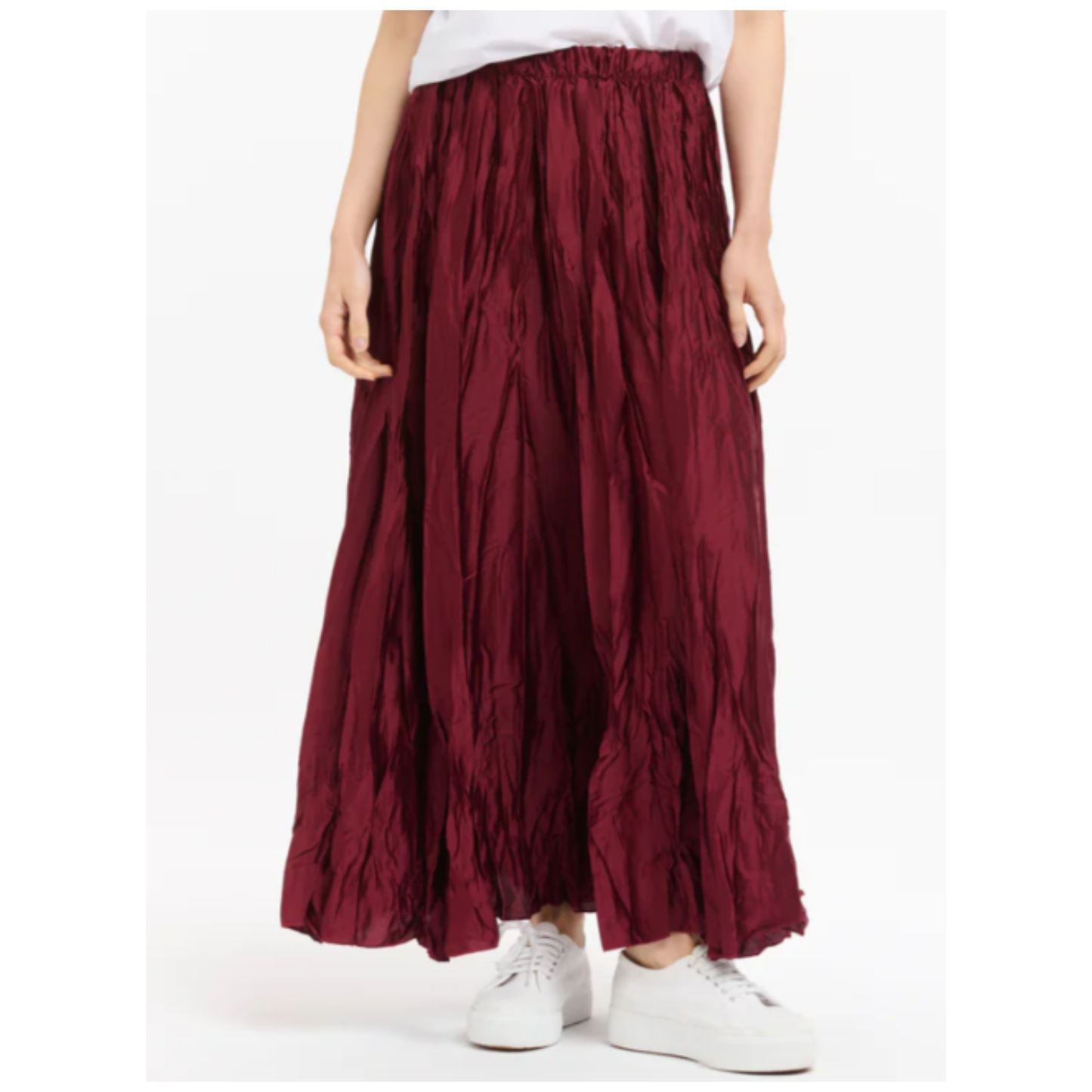 Urban Luxury - Sofia Crinkle Maxi Skirt | Burgundy