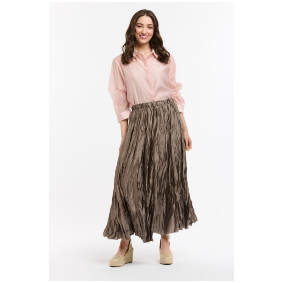 Sofia Crinkle Maxi Skirt | Mocha | Urban Luxury