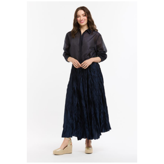 Sofia - Crinkle Maxi Skirt | Navy