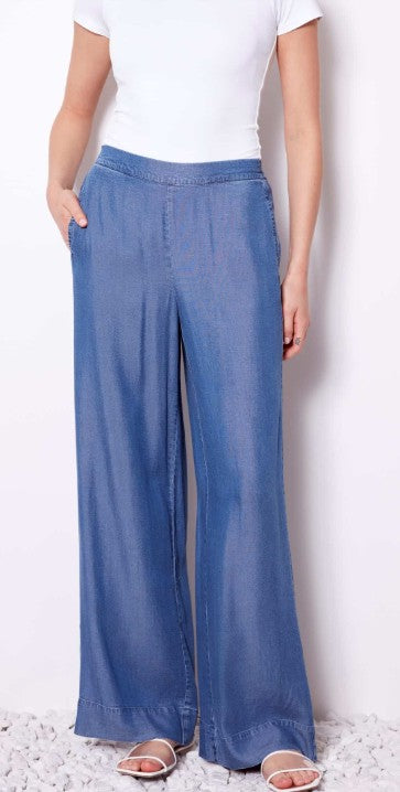 Up - Faith Wide Leg Tencel Pant | Denim