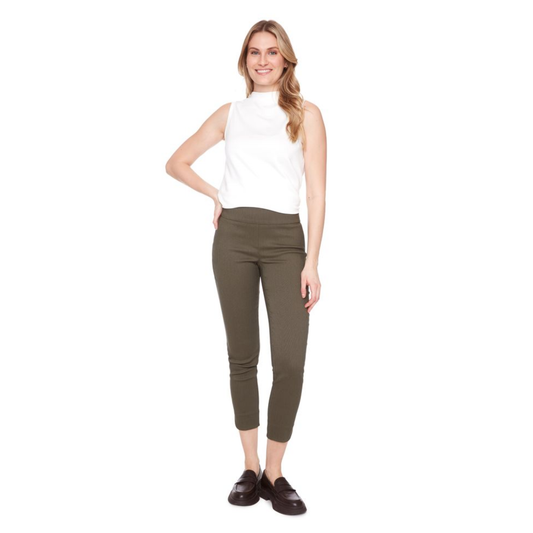 UP - Textured Techno Petal Ankle Pant | Moss