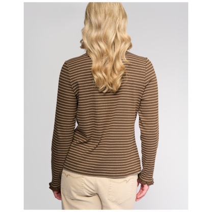 Vassalli - Field Ruffle Trim Top | Chocolate/Oat