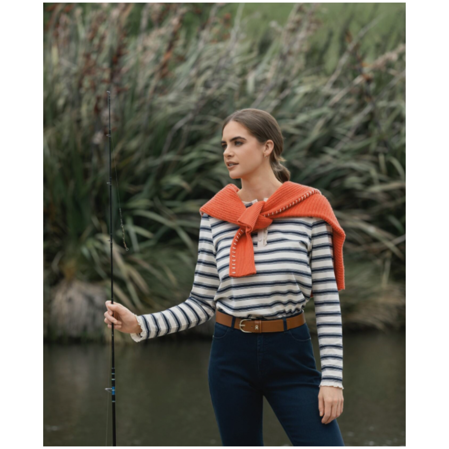 Vassalli - Field Ruffle Trim Top | Oat/Ink