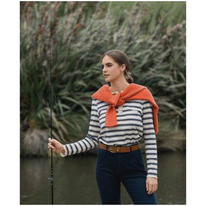 Vassalli - Field Ruffle Trim Top | Oat/Ink