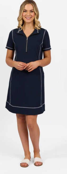 Vassalli -  Bay Breeze Knit Dress with Contrast Stitch | Ink