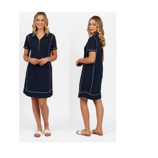 Vassalli -  Bay Breeze Knit Dress with Contrast Stitch | Ink