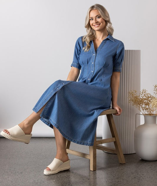 Vassalli - Mirage Dress | Mid Wash Tencel