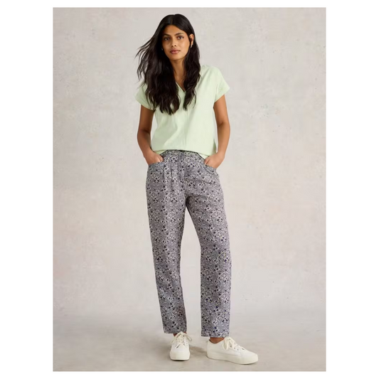 White Stuff - Rowena Linen Pants | Navy Print