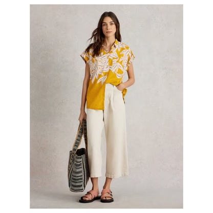 White Stuff - Ellie Organic Cotton Shirt | Chartreuse Print