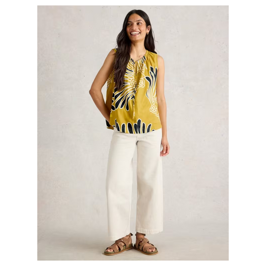 White Stuff - Marley Linen Top | Yellow Print