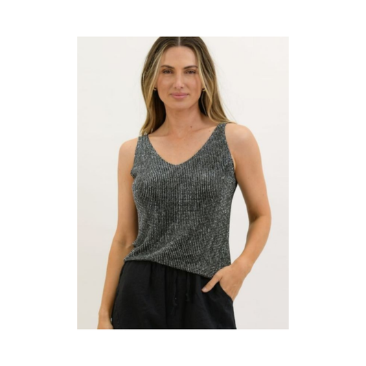 Lurex Shimmer Top | Black - Reversible