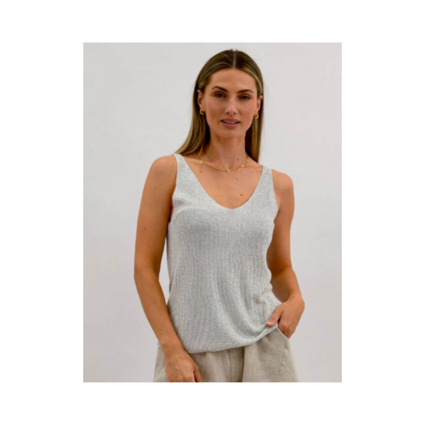 Lurex Shimmer Top | Silver - Reversible