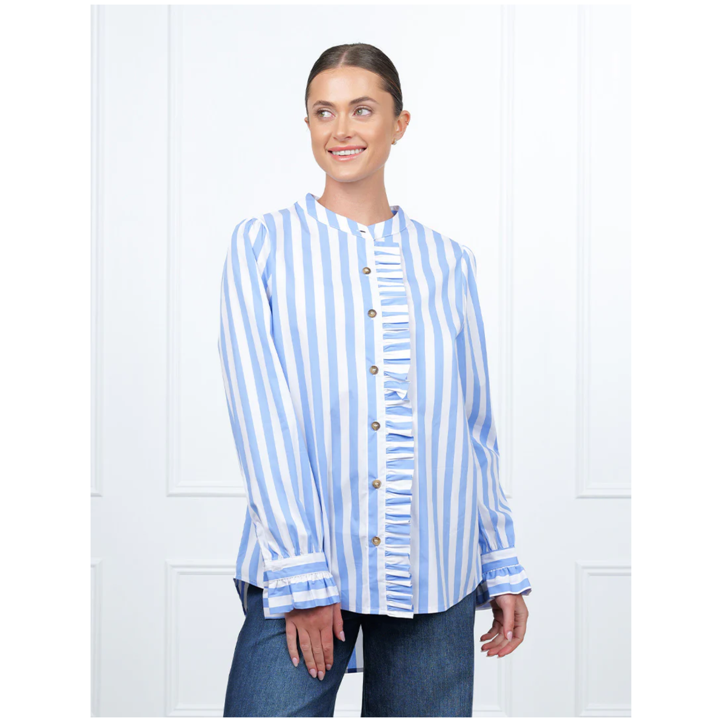 Tulip Wide Stripe Shirt | Blue