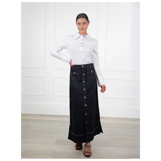 Farrah Denim Maxi Skirt | Ink
