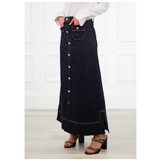 Farrah Denim Maxi Skirt | Ink