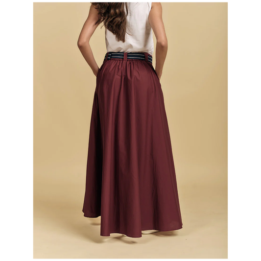 Zjoosh - Kara Cotton Maxi Skirt | Burgundy