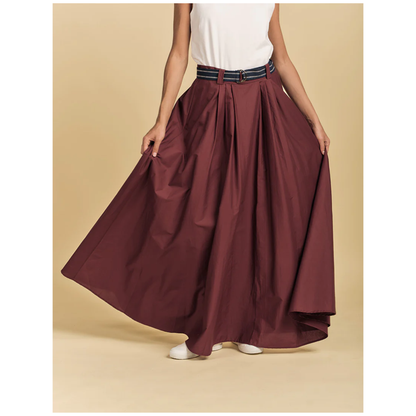 Kara Cotton Maxi Skirt | Burgundy