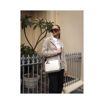 Zjoosh - Leah Cross Body Bag | White/Chocolate
