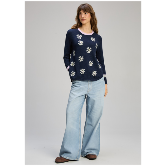 Zaket & Plover - Blossom Sweater | Dark Denim | Cotton/Cashmere ZP8132