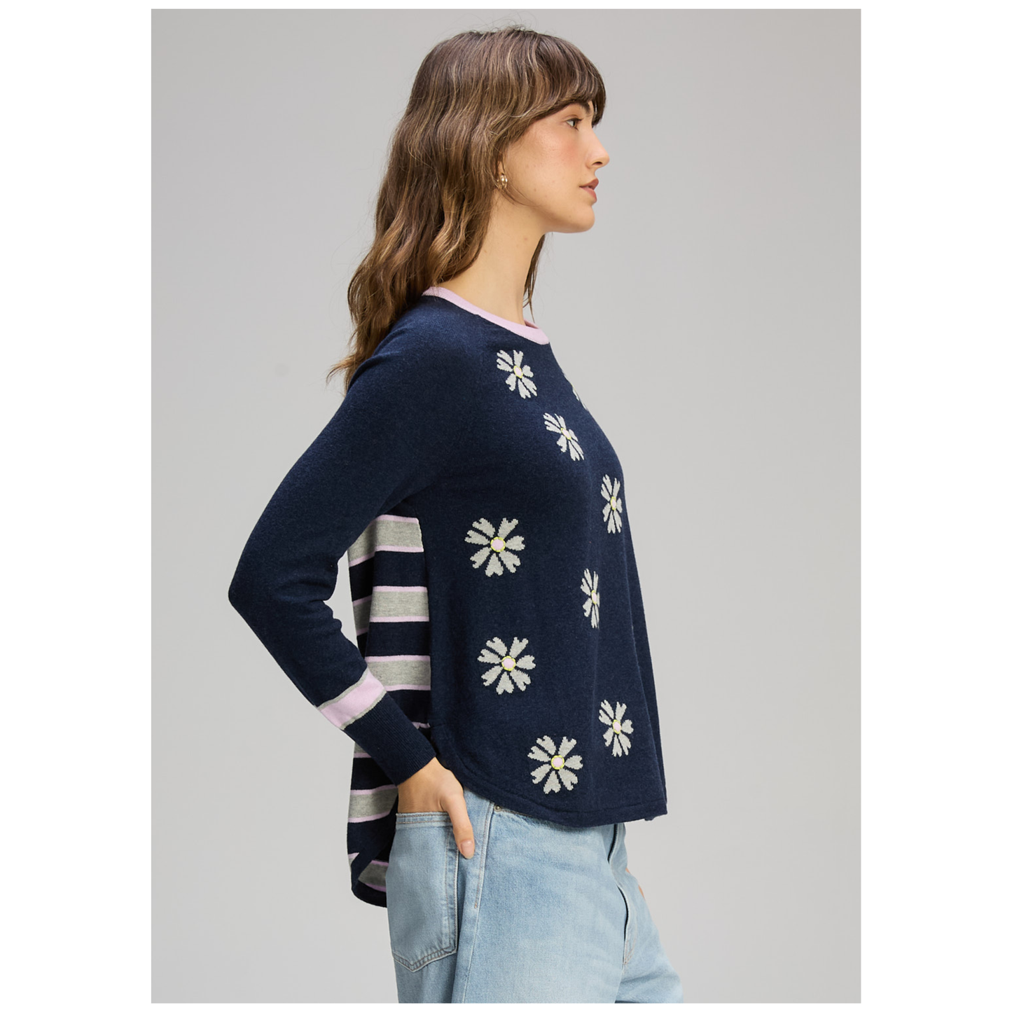 Zaket & Plover - Blossom Sweater | Dark Denim | Cotton/Cashmere ZP8132