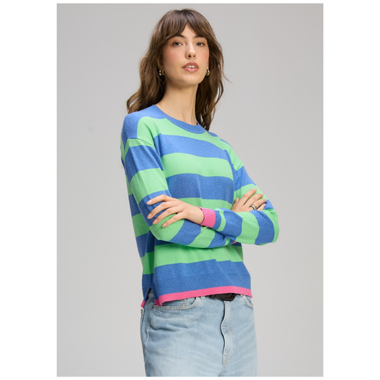 Zaket & Plover - Uplifting Striped Sweater | Blueberry | Cotton/Cashmere ZP8133