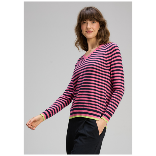 Zaket & Plover - Zest Striped Sweater | Rhubarb | Cotton/Cashmere ZP8142