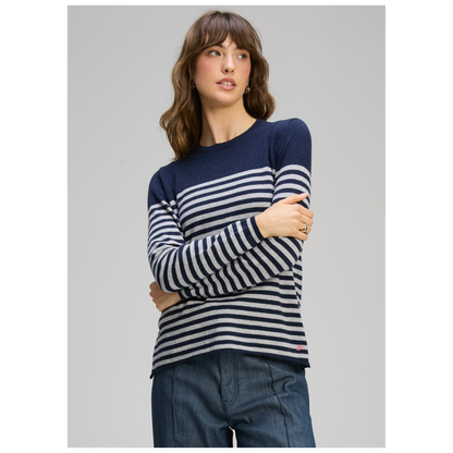 Zaket & Plover - Zeal Striped Sweater | Dark Denim | Cotton/Cashmere ZP8143