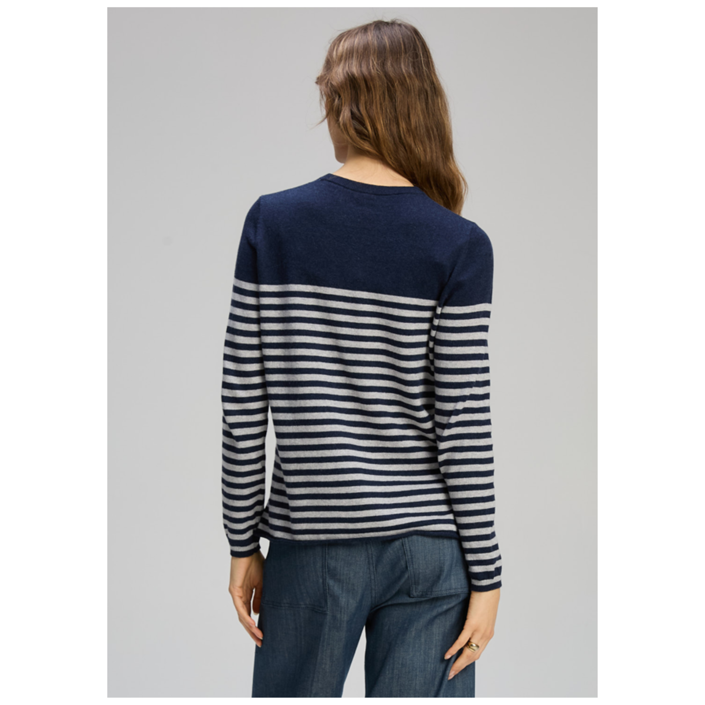 Zaket & Plover - Zeal Striped Sweater | Dark Denim | Cotton/Cashmere ZP8143