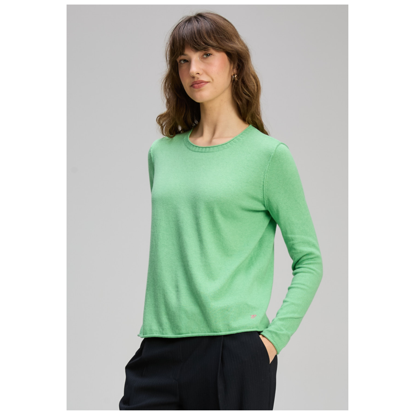 Zaket & Plover - Amity Sweater | Basil | Cotton/Cashmere ZP8145