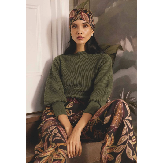 Once Was - Roselle Merino Wool Knit Top | Winter Moss