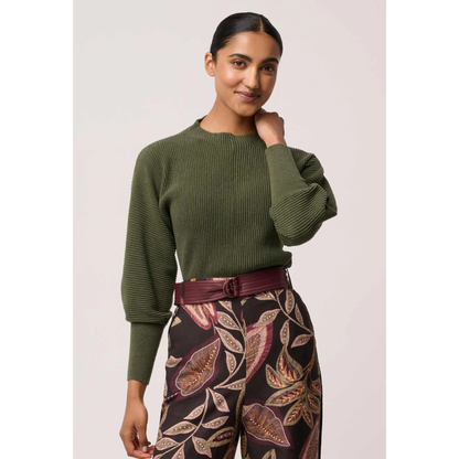 Once Was - Roselle Merino Wool Knit Top | Winter Moss