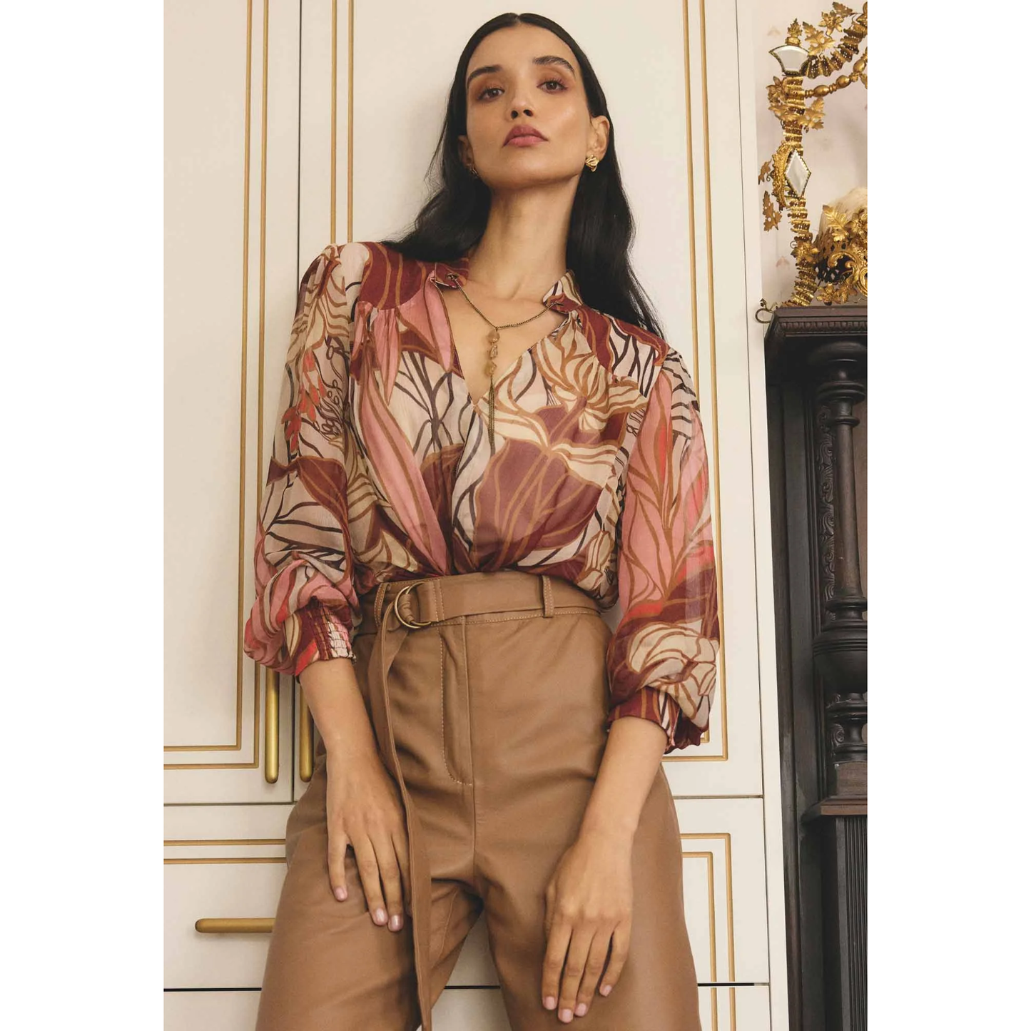 Once Was - Freya Sheer Blouse with Embellished Neck Detail | Cathedral Botanic