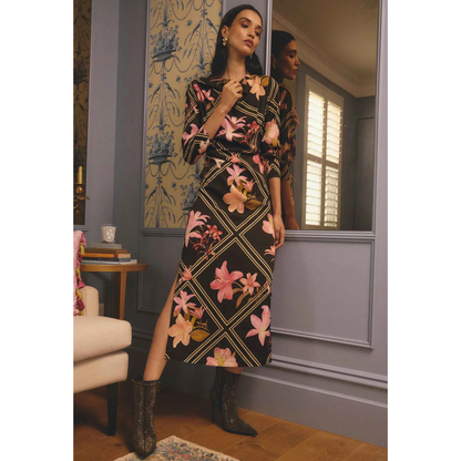 Once Was - Jayden Cupro Stretch Dress | Obsidian Bloom