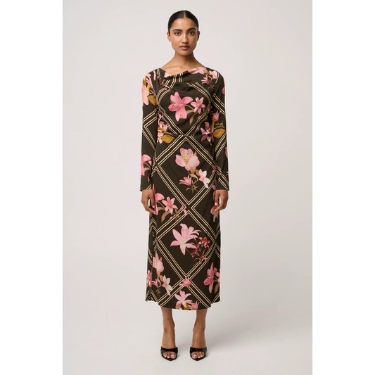 Once Was - Jayden Cupro Stretch Dress | Obsidian Bloom