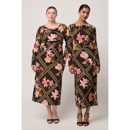 Once Was - Jayden Cupro Stretch Dress | Obsidian Bloom