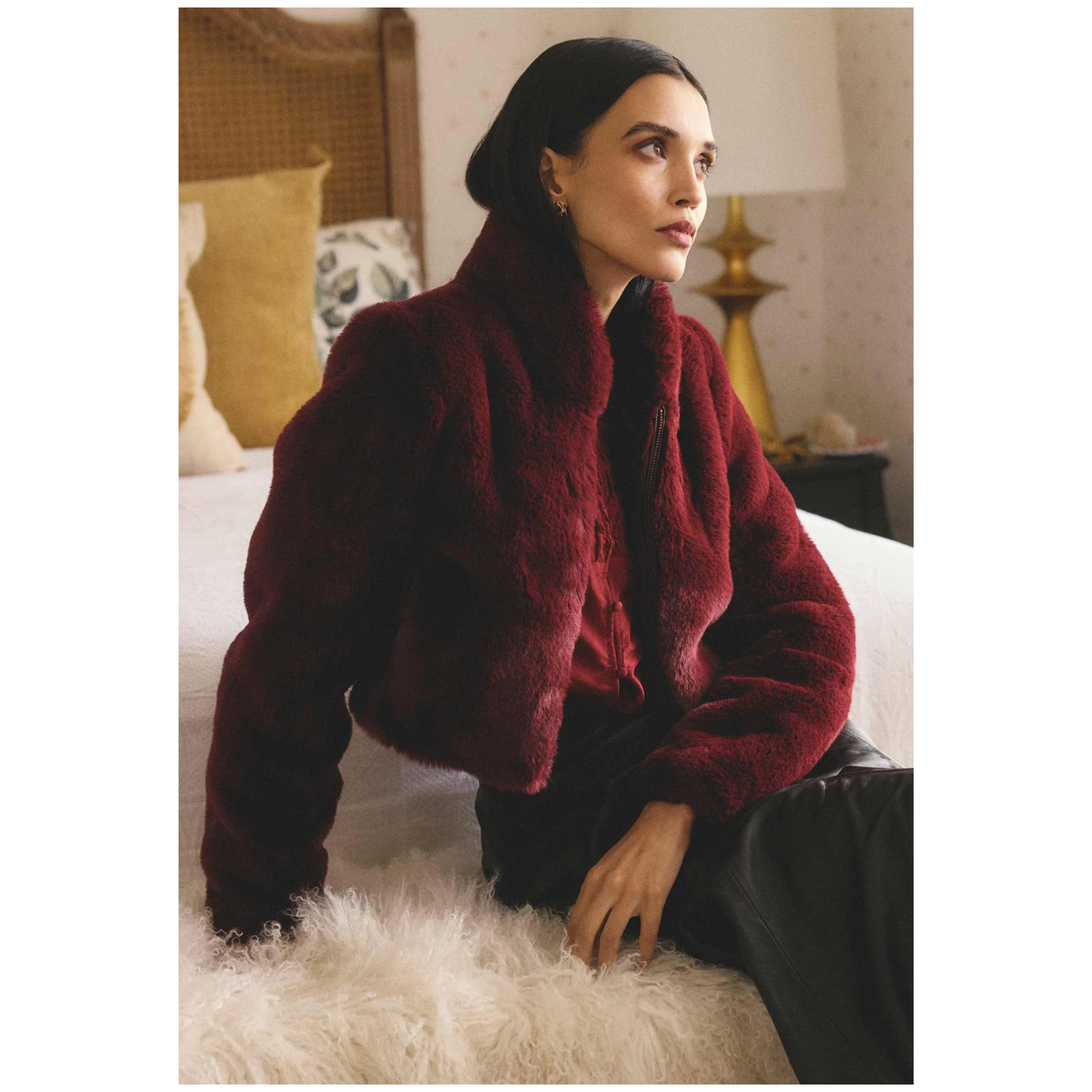Once Was - Dawn Faux Fur Jacket | Bordeaux