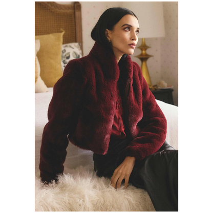 Once Was - Dawn Faux Fur Jacket | Bordeaux