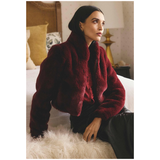 Once Was - Dawn Faux Fur Jacket | Bordeaux