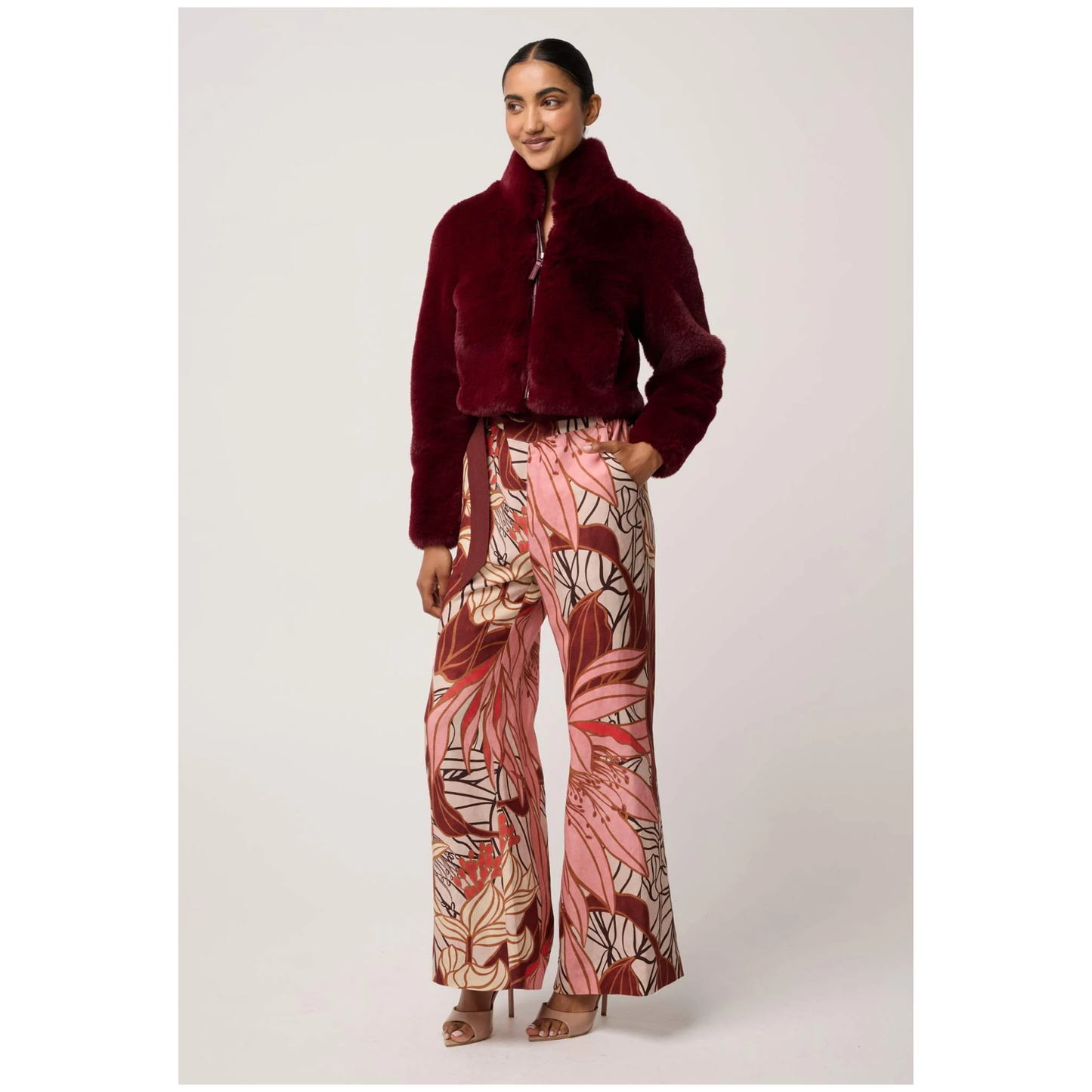 Once Was - Dawn Faux Fur Jacket | Bordeaux