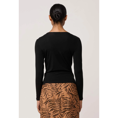 Once Was - Milda Cowl Neck Top |Black